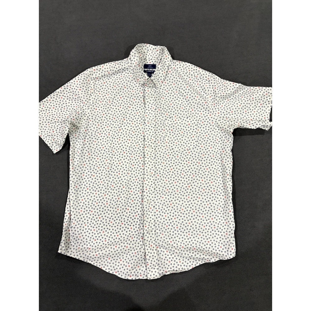 George Shirt Mens Large Multicolor Floral Cotton Stretch Classic Fit Button Down